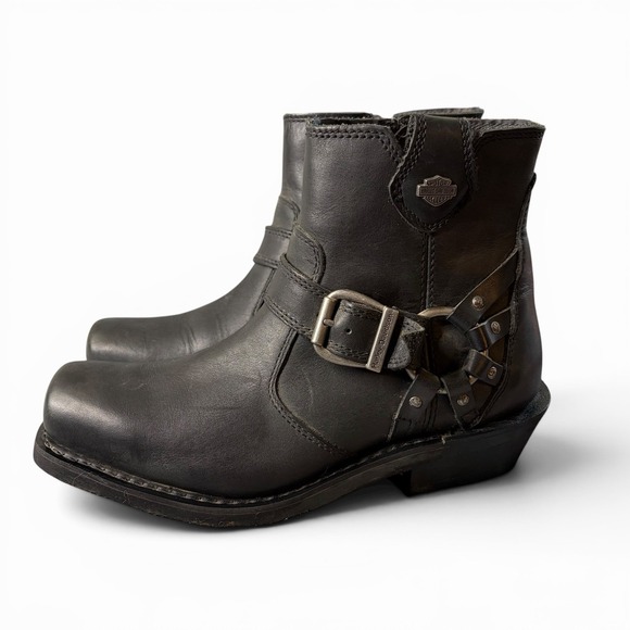 Harley Davidson Shoes - Harley-Davidson Christa Harness Boots Women's 9.5 Black Leather Mid Calf Moto